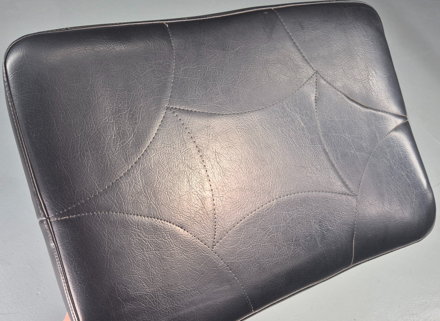 Vintage Mid Century Danish Black Vinyl Footstool Retro 1960s EB12265