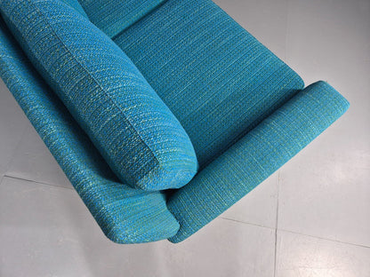 Vintage Mid Century 2 Seater Sofa Swedish 1960s Original Blue Wool Retro EB11079