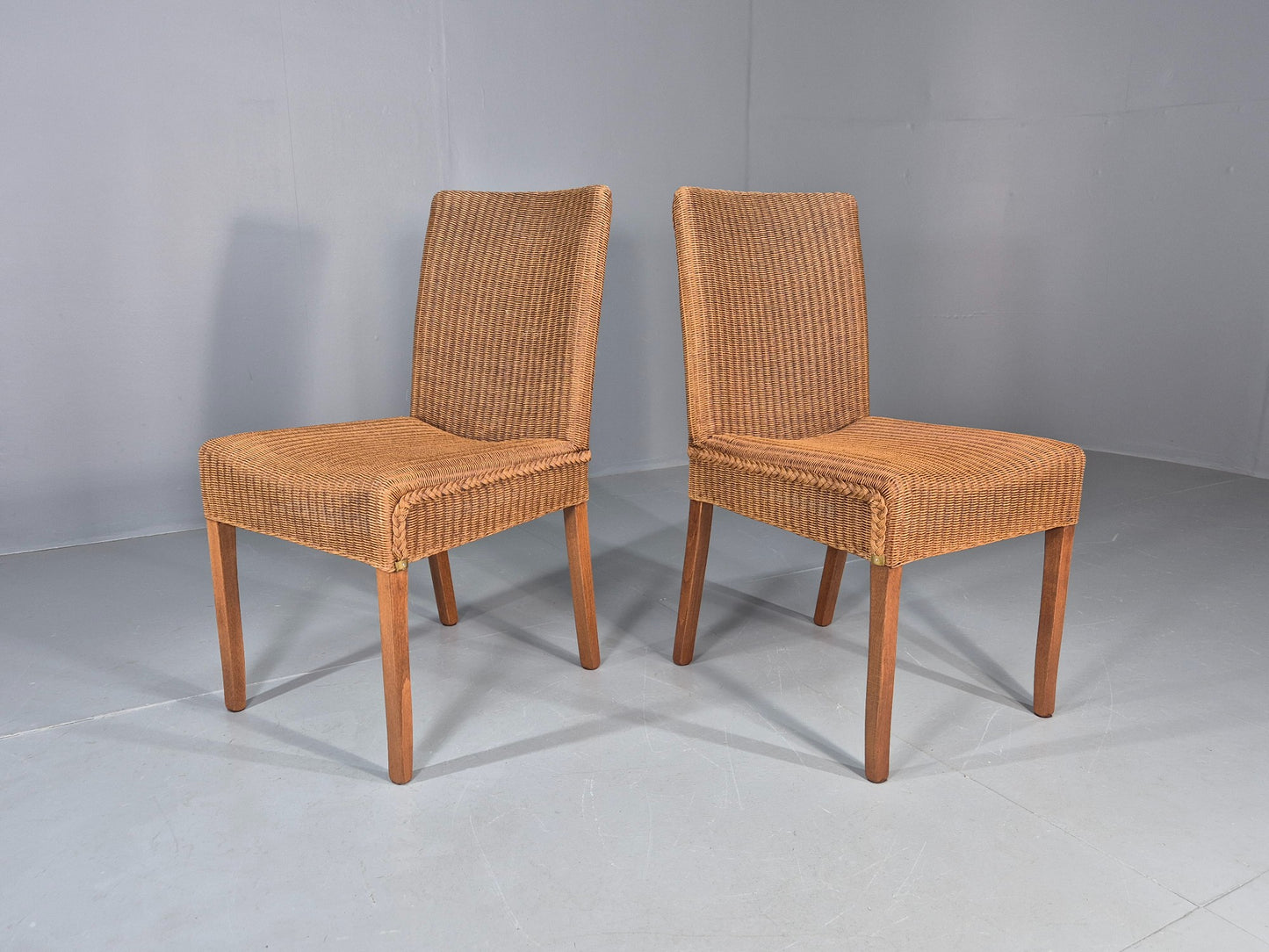 2 Vintage Rattan Dining Chairs 1980s Retro Dutch EB12047