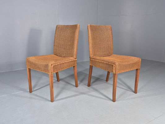 2 Vintage Rattan Dining Chairs 1980s Retro Dutch EB12047