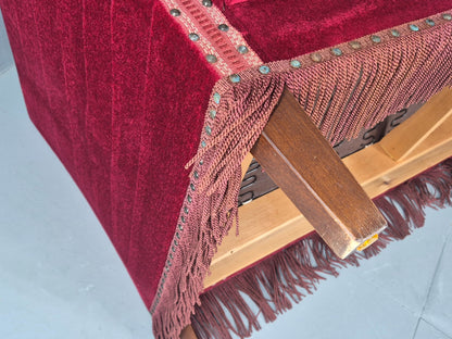Vintage Danish 2 Seater Sofa Knole Style Red 1950s Tassels Drop End EB12720