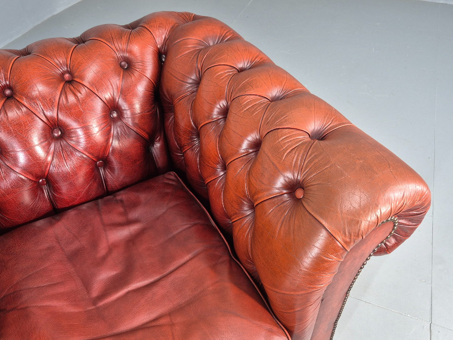 Vintage Chesterfield Club Chair Red Leather 1970s Retro EB12252