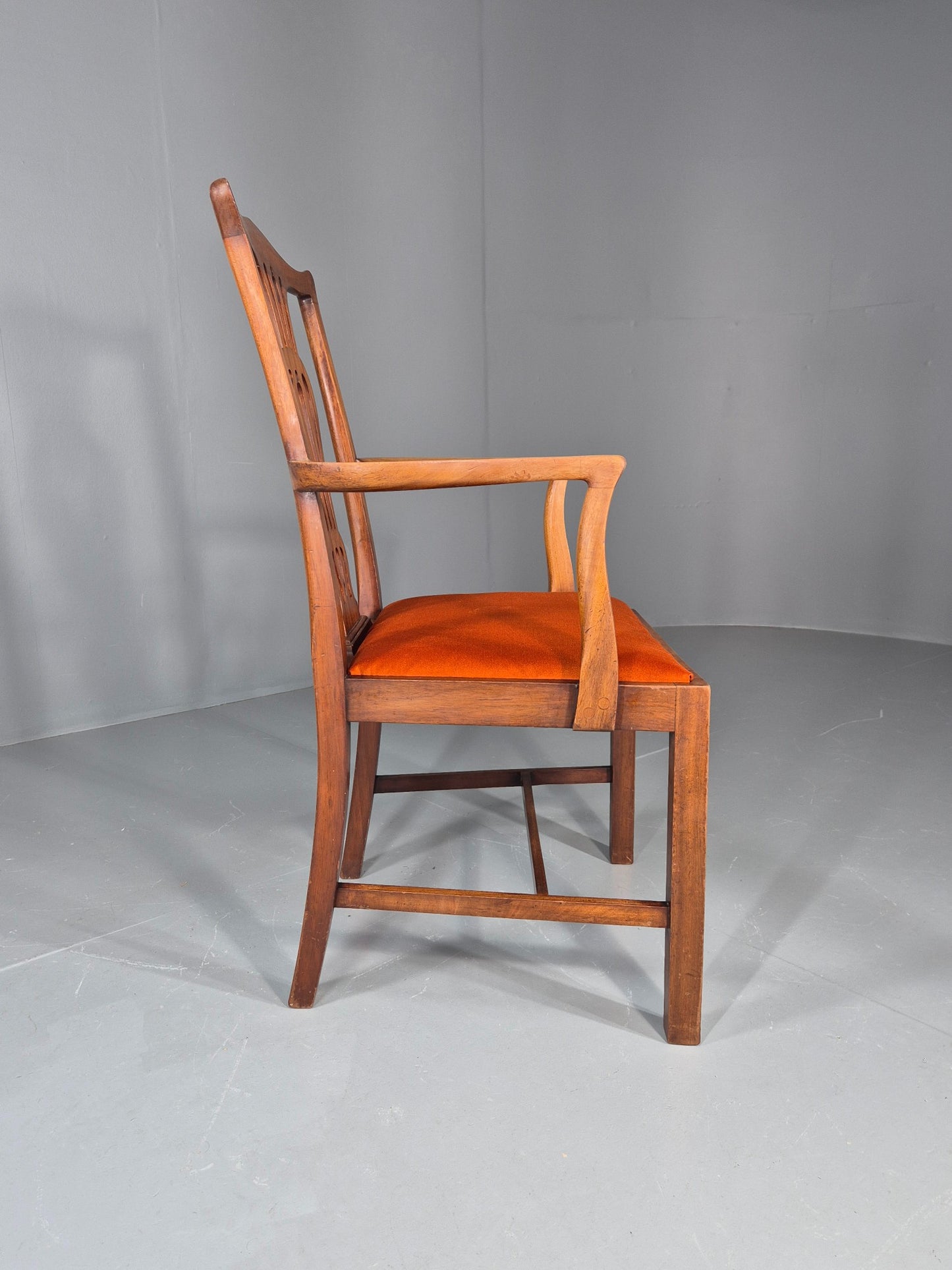 Hepplewhite Revival Oak Elbow Chair Antique New Seat Pad EB11931