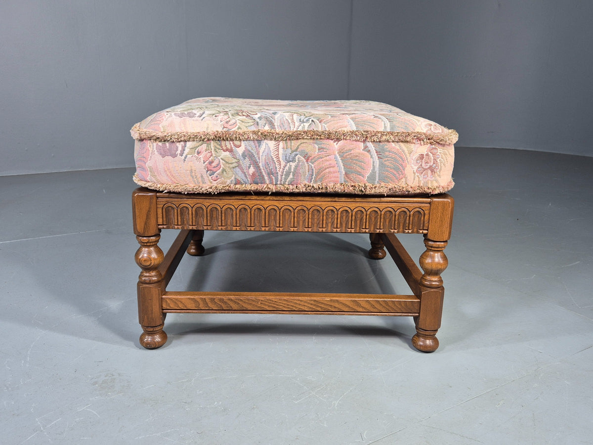 Vintage Ercol Cloisters Range Footstool Floral Cotton Upholstery EB12918