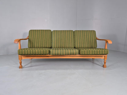 Vintage Danish 3 seater Sofa Oak Kjaenulf Green Cushions 1970s Retro  EB12775
