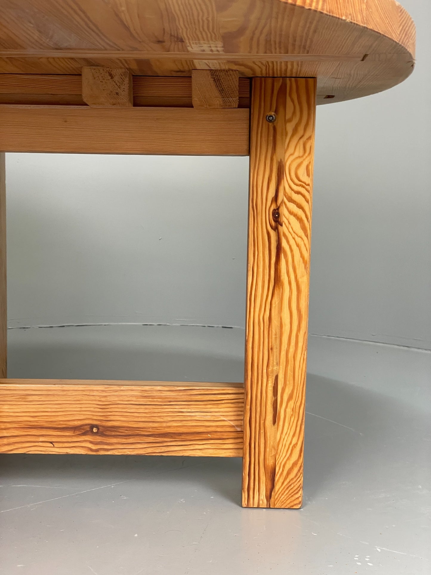 Vintage Coffee Table Round Solid Pine Swedish 1970s Wilhelmsson Style EB11177