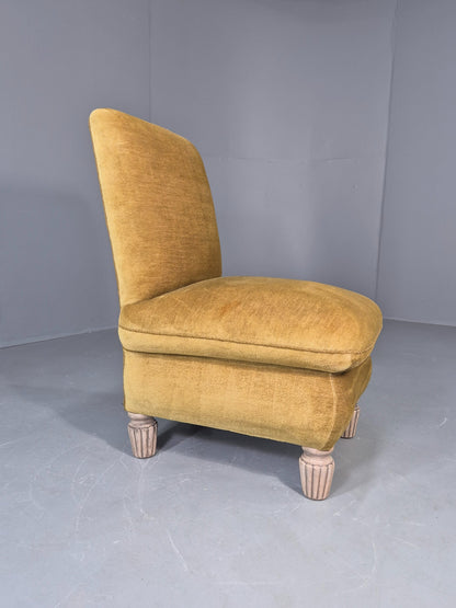 Vintage Danish Cocktail Chair 1930s Gold Velour on Fluted Legs  EB12680