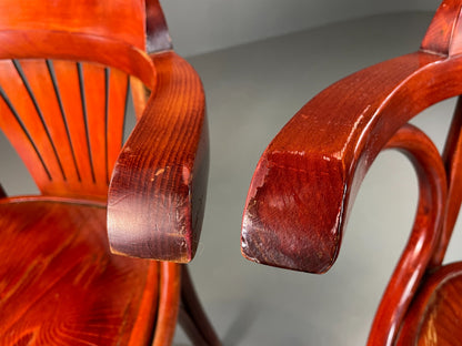2 Bistro Chairs Thonet style Mahogany Colour Late Twentieth Century EB06253