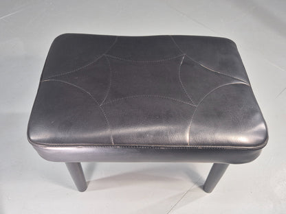 Vintage Mid Century Danish Black Vinyl Footstool Retro 1960s EB12265