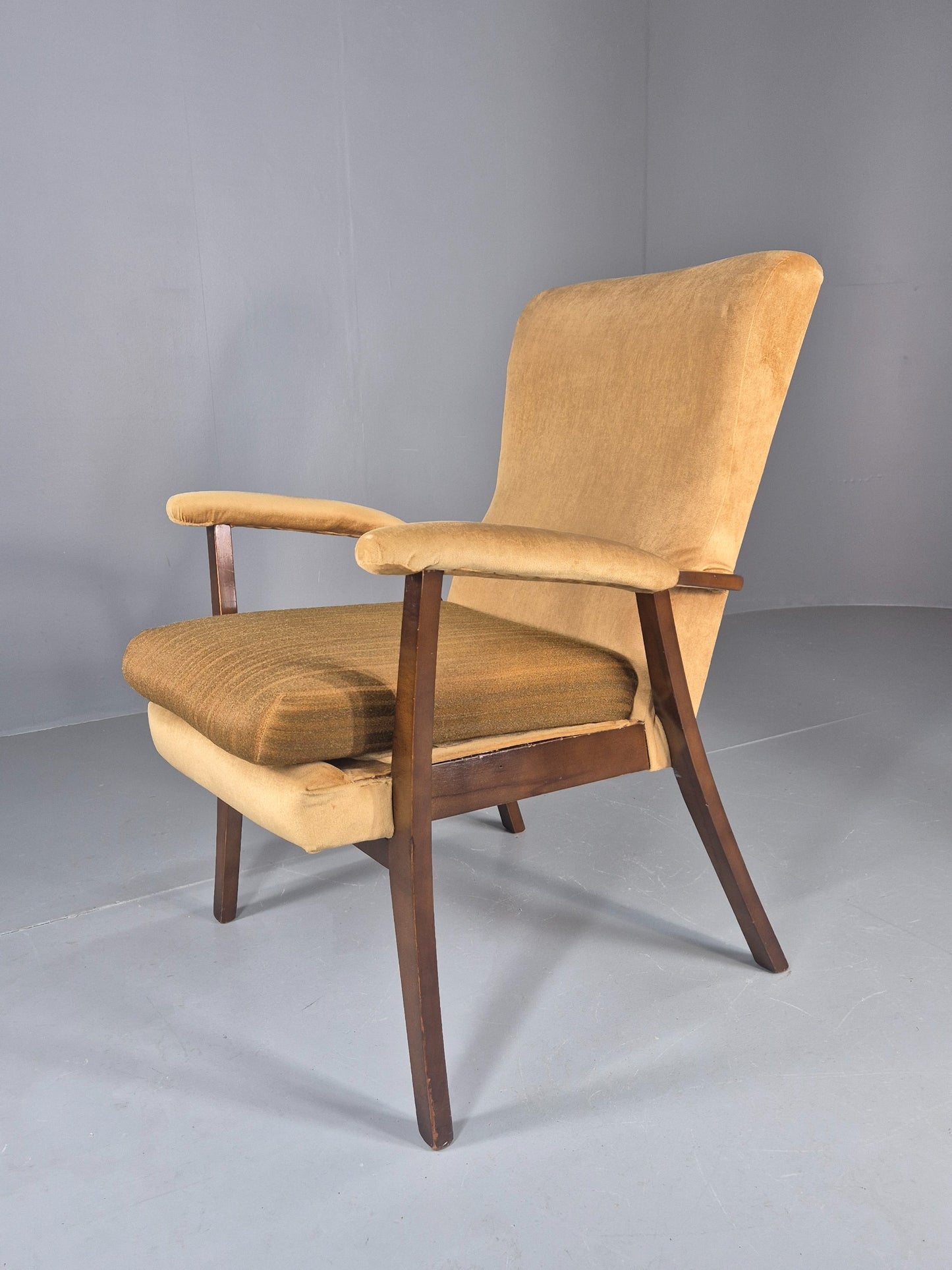 Vintage 1960s Lounge Chair Hardwood Frame with High Back Retro MCM EB11827