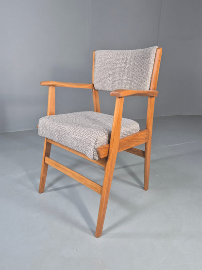 Vintage Mid Century Elbow Chair with New Upholstery 1950s Retro EB12983