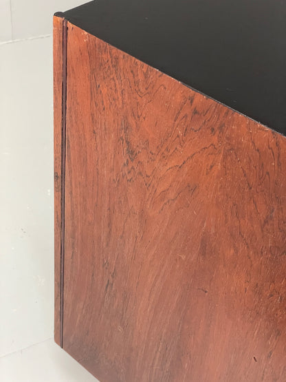 Vintage 1960s Sideboard Cabinet Danish Mid Century Darkwood Shelving EB12922