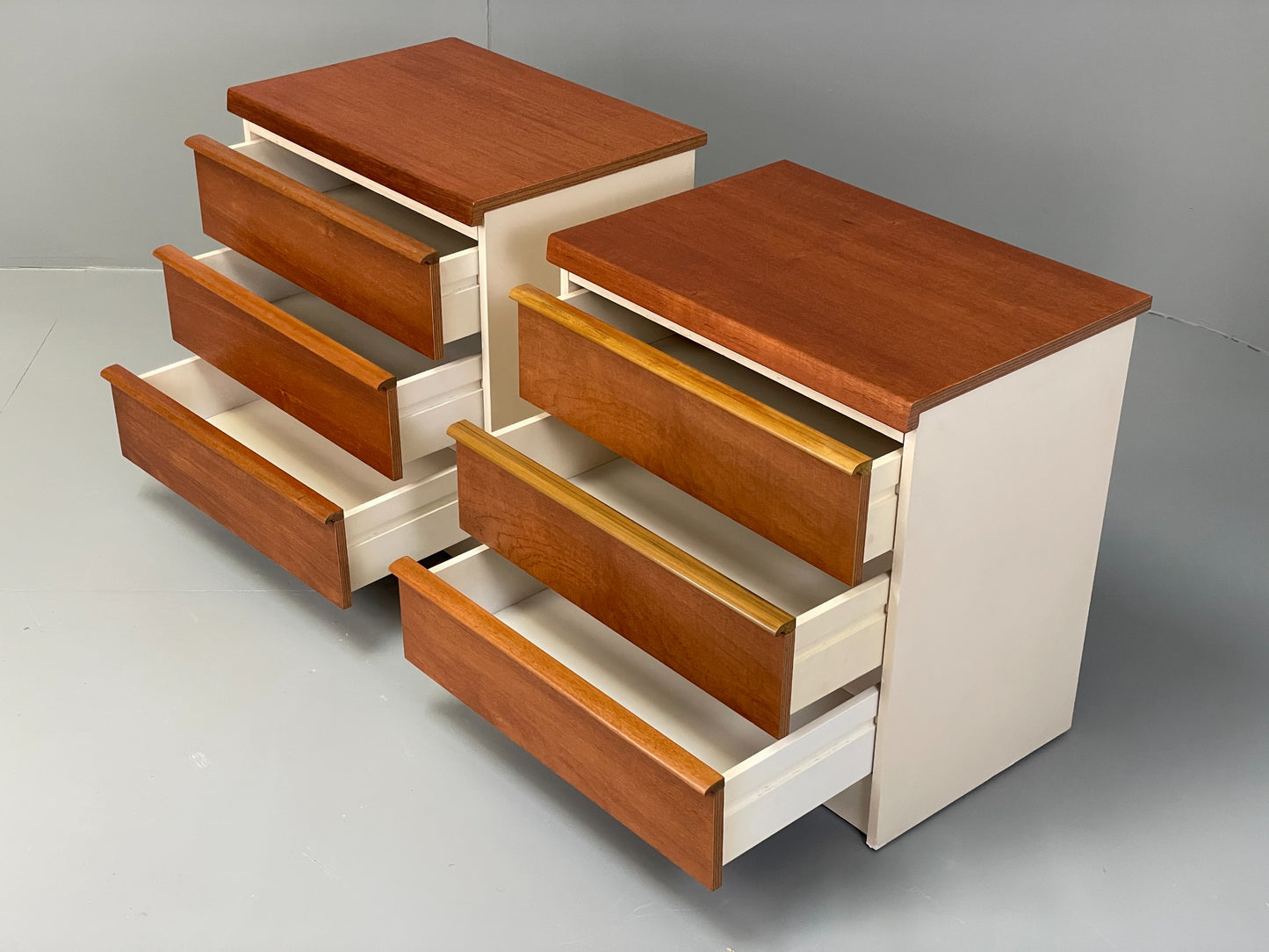 Vintage Bedside Cabinets Teak Pair Chest Of Drawers Retro 1970s White EB12625