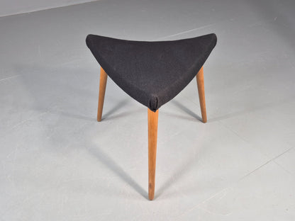 Vintage Danish Mid Century Footstool Triangular Black Cloth 1960s Retro EB12155