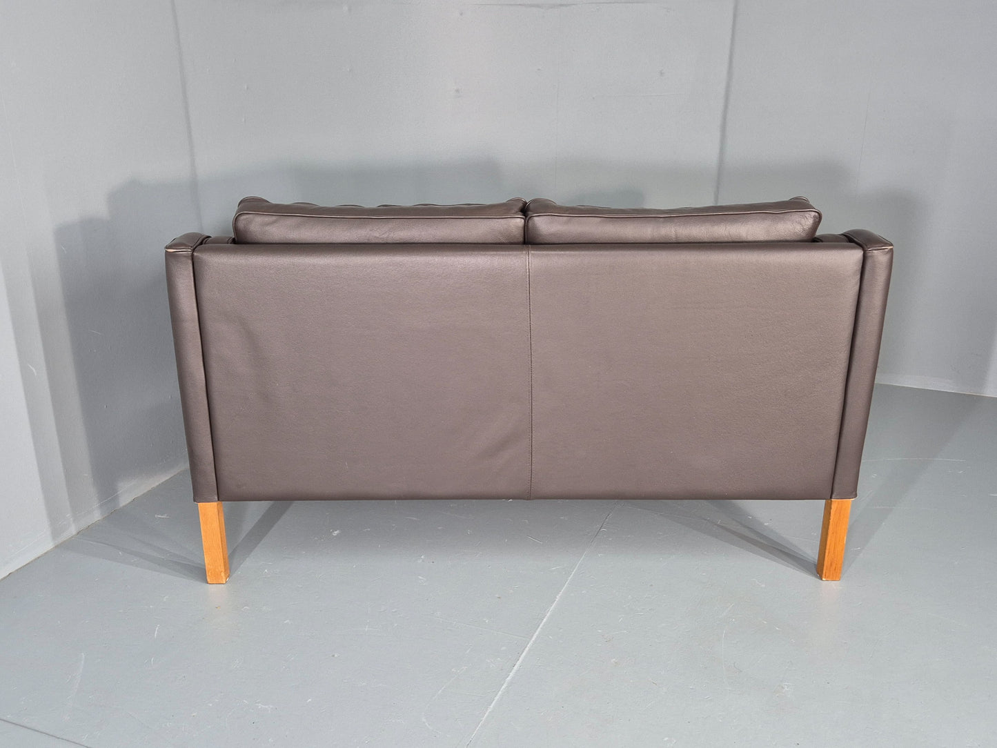 Vintage 2 Seater Sofa Danish Brown Leather 80s Retro MCM Mogensen Style EB12431