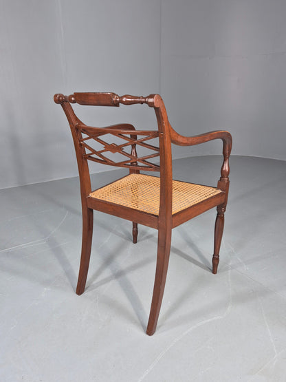 Vintage Regency Style Mahogany Armchair with Bergere Seat 1900s Antique Eb12585