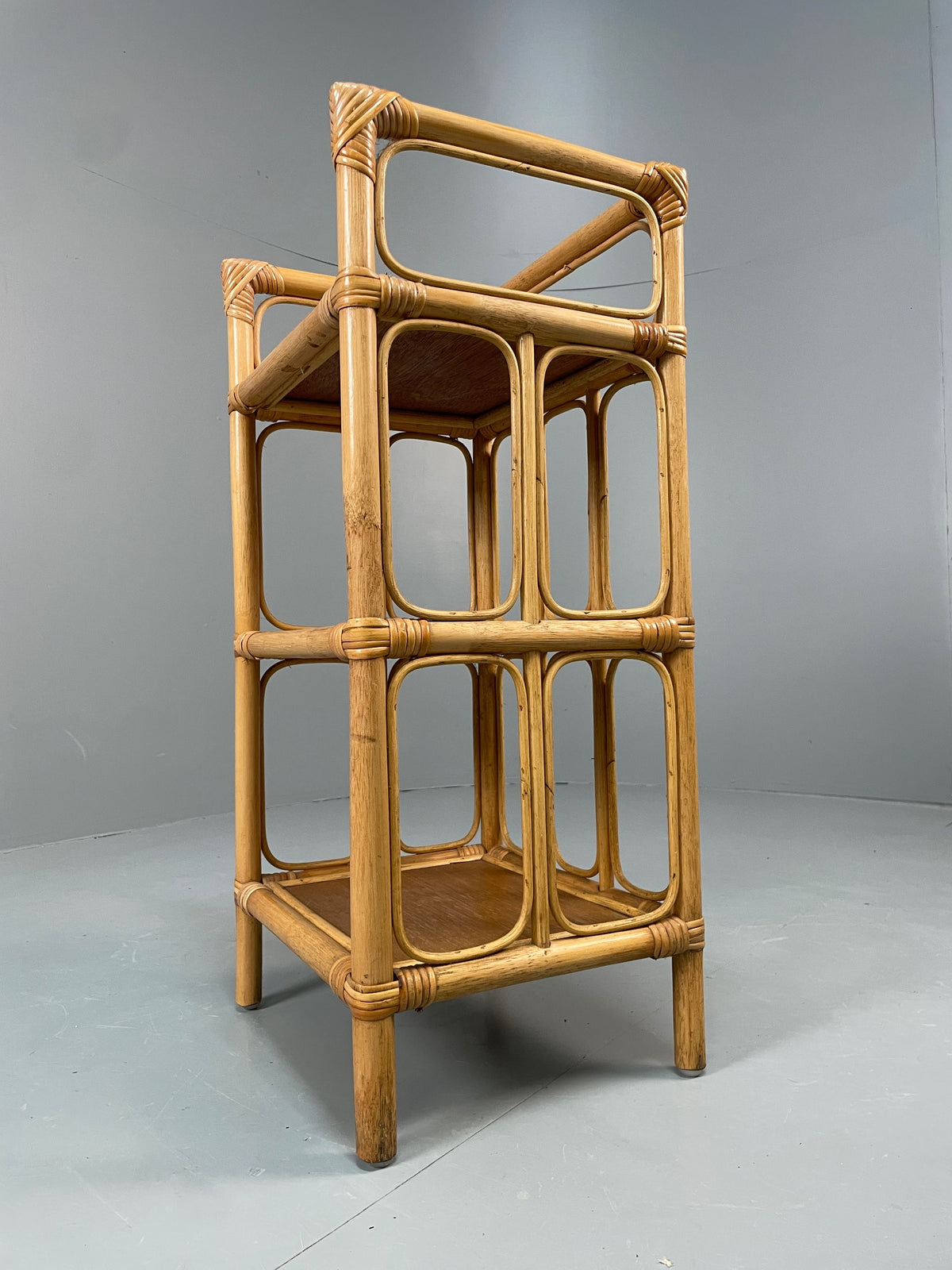 Vintage Bamboo Shelf Stand Mid Century Retro Bathroom Makeup Storage EB13121