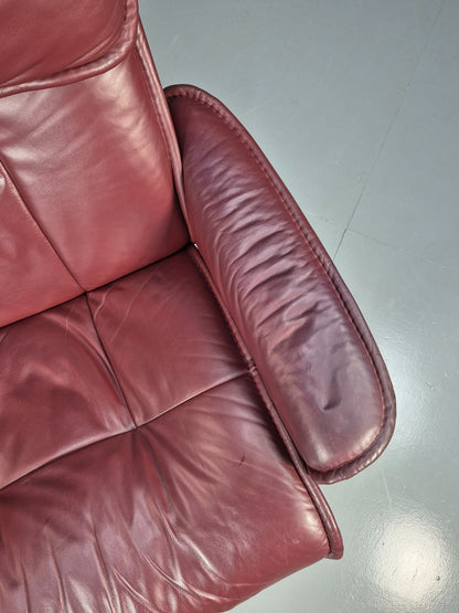 Vintage Ekornes Stressless Swivel Recline Chair Leather Bentwood EB8491