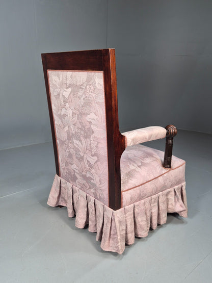 Antique Danish Empire Style Lounge Chair Floral Pink Upholstery  EB9039 VCLO