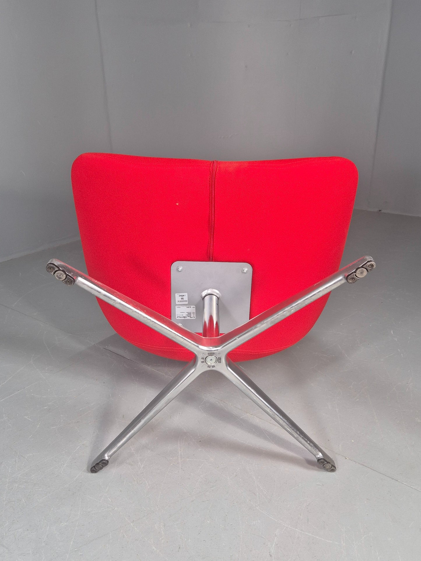 Vintage Allermuir Open Range Swivel Chair Red Fabric EB12247