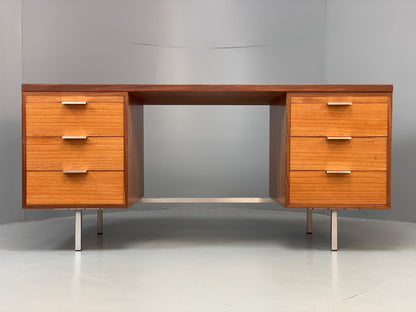 Vintage Teak Executive Desk Mid Century 1960s Drawers Chrome Retro EB12896