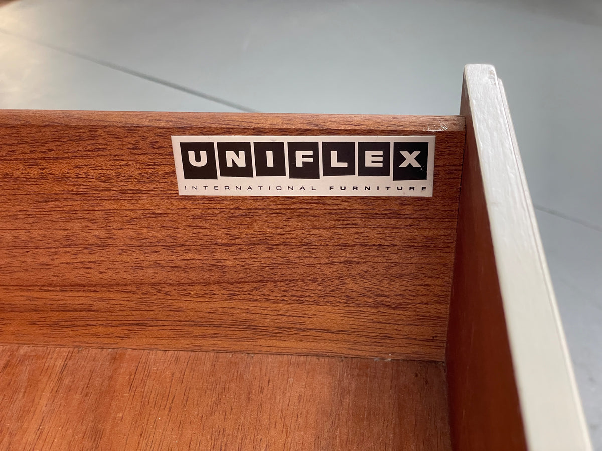 Vintage Chest Of Drawers By Uniflex Teak Retro 1960s Mid Century White EB12961