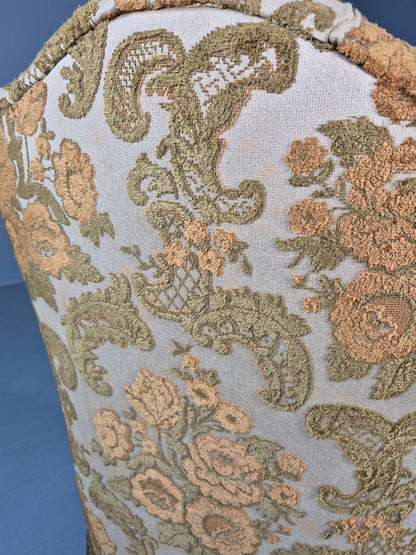 Danish 1970s Rococo Revival Bedroom Chair Gold Velour Moquette Retro EB12741