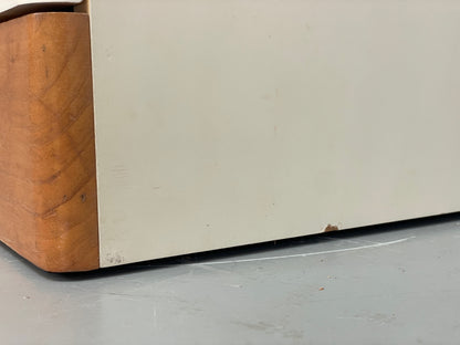 Vintage Bedside Cabinets Pair Stag White Retro 1980s Drawers Oak Top EB12956