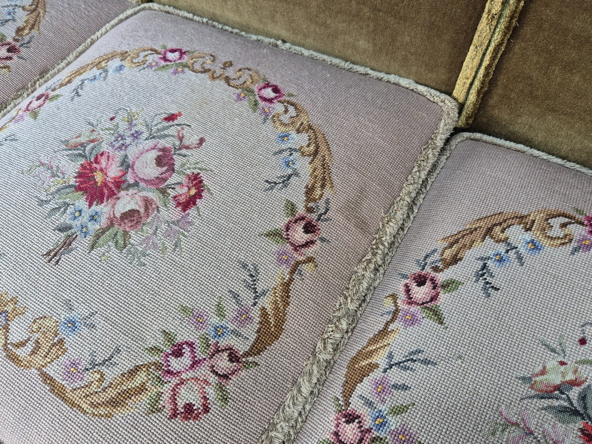 Vintage Danish 1950s 3 Seat Sofa with French Rococo Stylings Retro EB12767