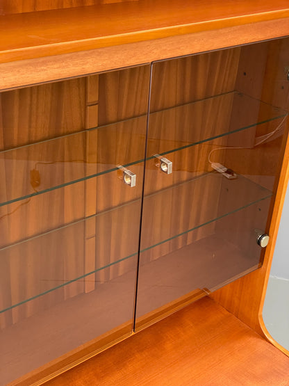 Vintage Teak Wall Unit Jentique 1970s Retro Shelving Glazed EB11971