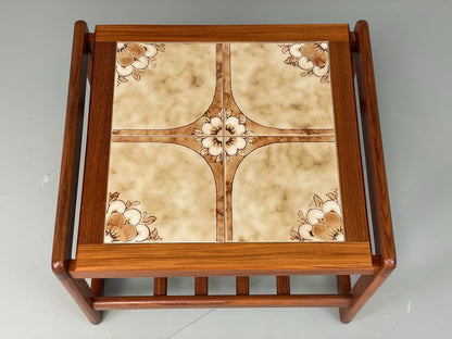 Vintage Side Table Teak Tile Topped 1970s Mid Century Retro Shelf EB12828