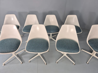 8 Maurice Burke Arkana 1960s Dining Chairs Plastic Alloy Swivel Retro EB11945