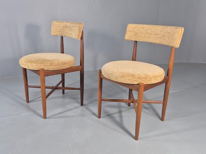 10 Vintage G Plan Dining Chairs Circle Seat Model Teak Frames Chenille EB12027