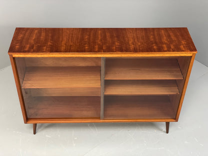 Vintage 1960s Glazed Bookcase Walnut Mid Century Retro Adjustable EB12220