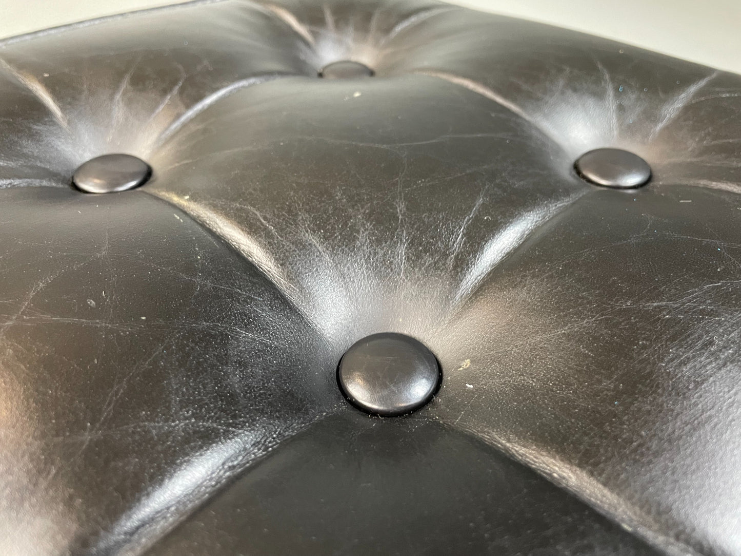 Vintage 1960s Leather footstool Square Form Ottoman Pouffe EB04800