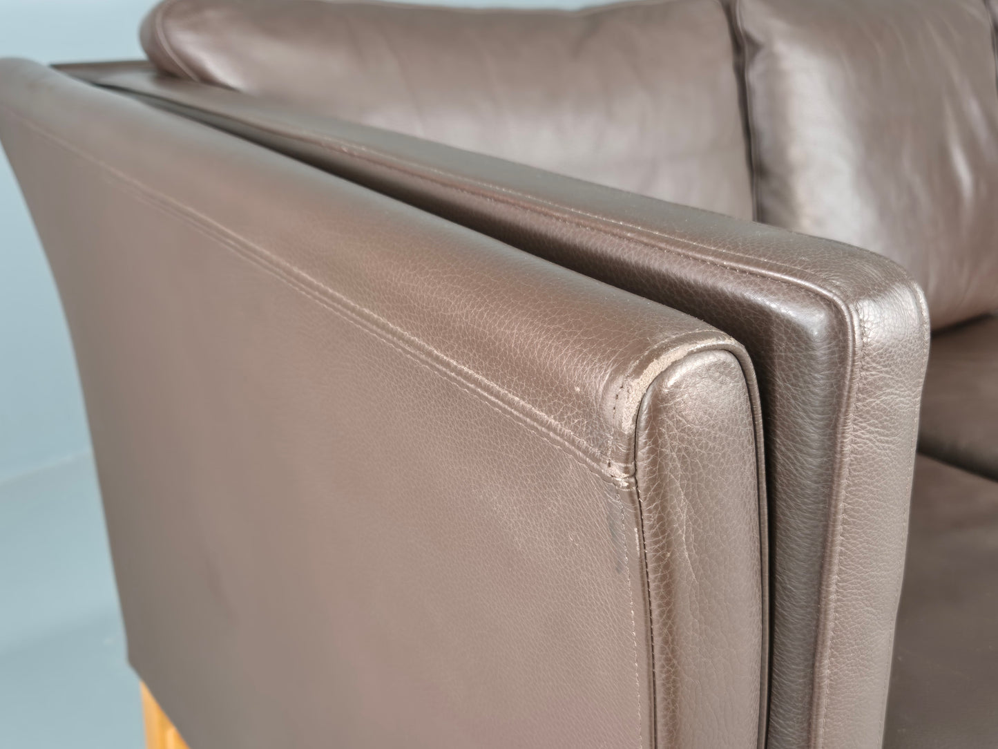 Vintage 3 Seater Sofa Danish Brown Leather Mid Century Skippers Retro EB10493