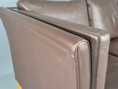 Vintage 3 Seater Sofa Danish Brown Leather Mid Century Skippers Retro EB10493