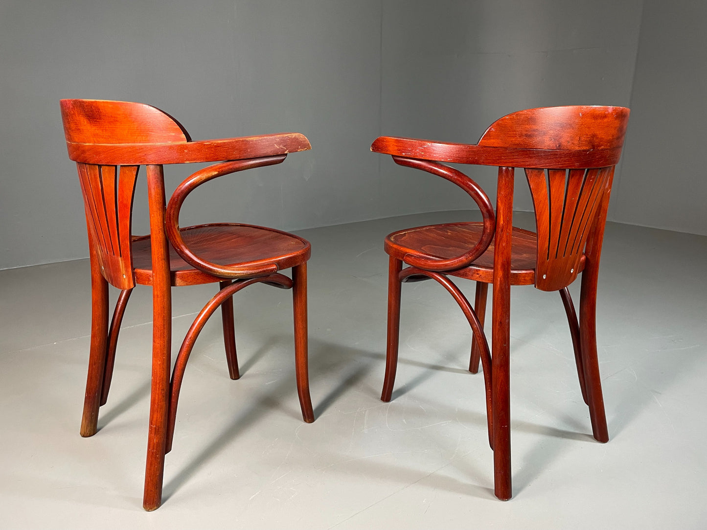 2 Bistro Chairs Thonet style Mahogany Colour Late Twentieth Century EB06253