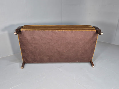 Antique 1920s Danish Sofa Mustard Velour Cabriole Legs EB09017