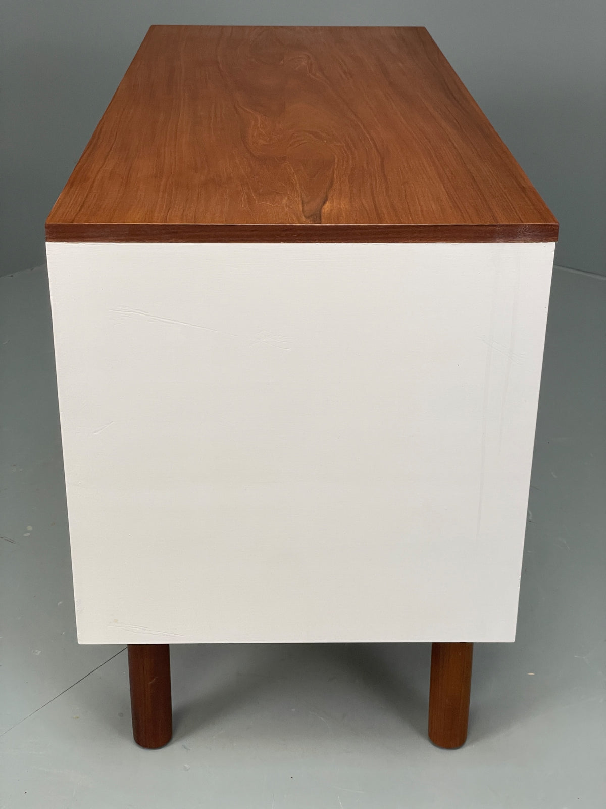 Vintage 1960s Compact Desk Teak Uniflex White Retro Mid Century Drawers EB12968
