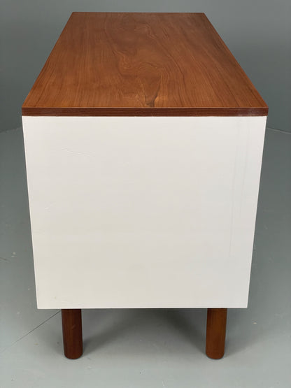 Vintage 1960s Compact Desk Teak Uniflex White Retro Mid Century Drawers EB12968