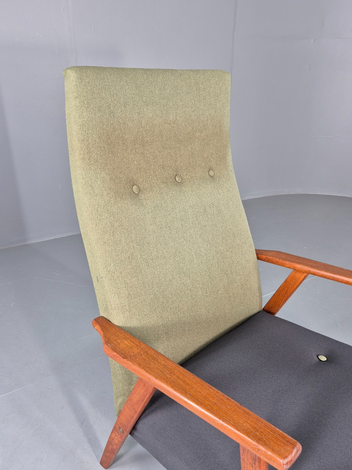 Vintage Mid Century Danish Lounge Chair Teak Frame High Back 1960s Retro EB12125