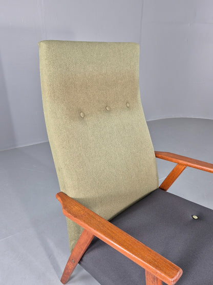 Vintage Mid Century Danish Lounge Chair Teak Frame High Back 1960s Retro EB12125