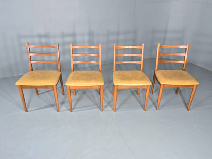 4 Vintage Mid Century Dining Chairs Beech Frames Vinyl Schreiber 1970s  EB12463