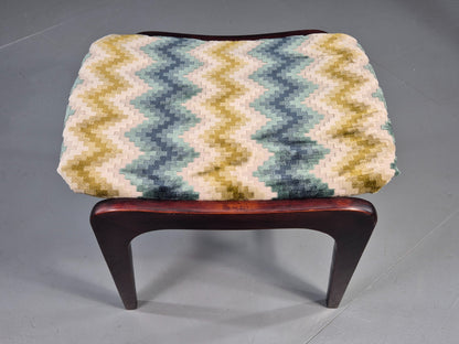 Vintage Mid Century Footstool Danish Design Chevron Pattern 1960s EB12028