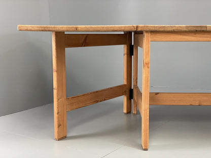 Vintage Ping Dining Table Extending Drop Leaf Chunky Solid Rustic EB10867