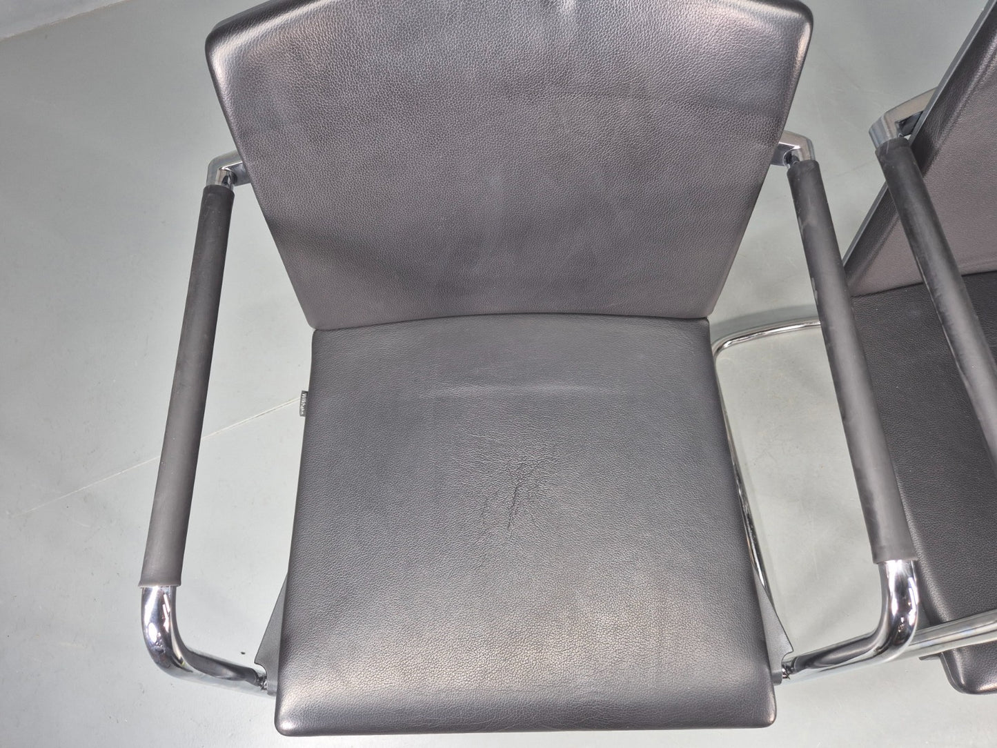 3 Vintage Stacking Chairs Wilkhahn Chrome Cantilever Frames Leather chairs EB12270