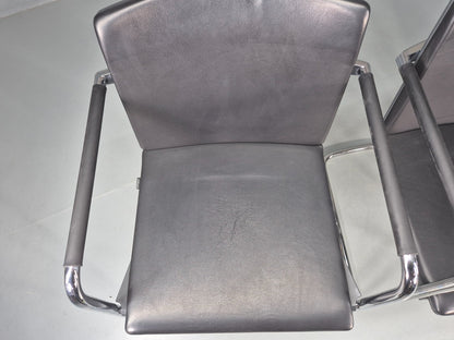 3 Vintage Stacking Chairs Wilkhahn Chrome Cantilever Frames Leather chairs EB12270