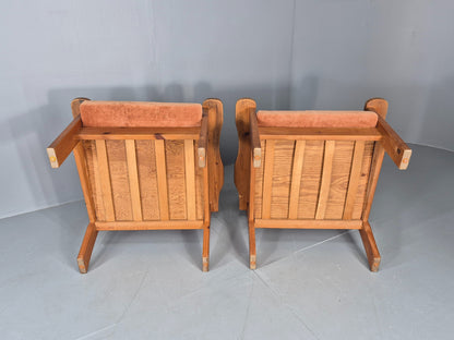 2 Vintage `Armchars Scandinavian Chunky Pine Frames 1970s Retro EB12777