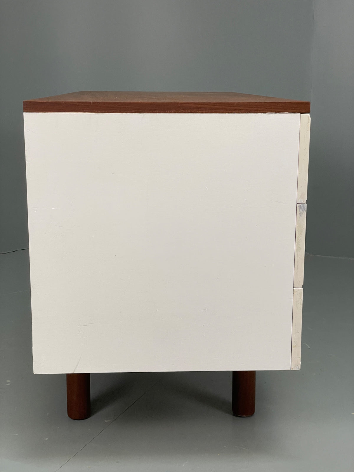 Vintage 1960s Compact Desk Teak Uniflex White Retro Mid Century Drawers EB12968